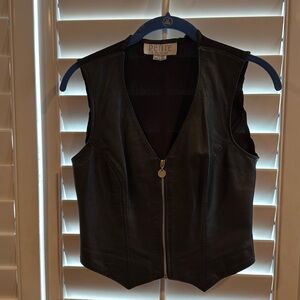 Petite Sophiaticate Genuine Leather Biker Vest